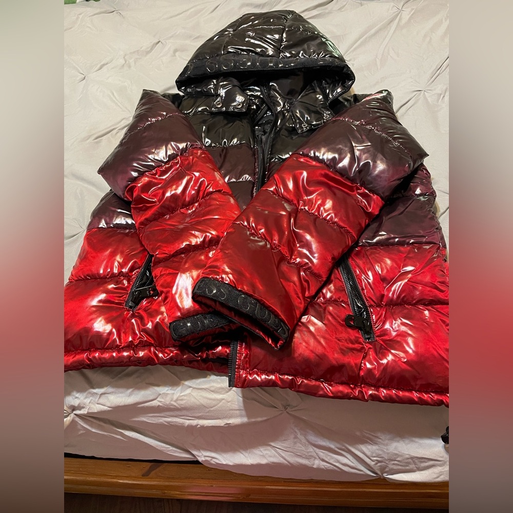 Guess Red and Black Puffer Jacket Large